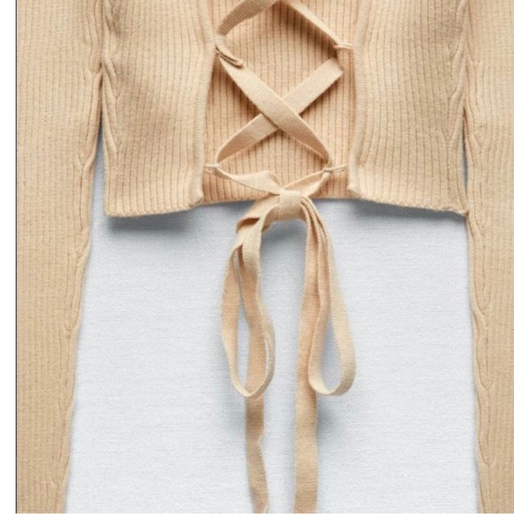 New Zara Open Back Knit Cream Sweater, size Small - Picture 5 of 6